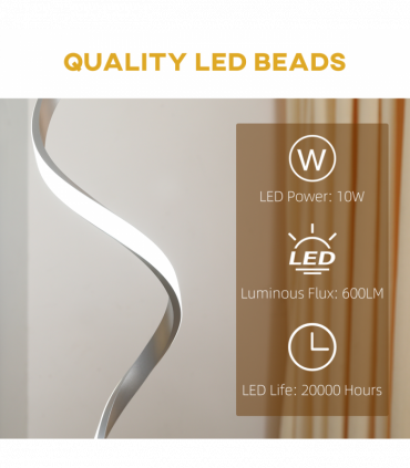 Spiral Floor Lamp for Living Room with 3 Adjustable Brightness, Silver HOMCOM