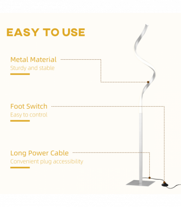 Spiral Floor Lamp for Living Room with 3 Adjustable Brightness, Silver HOMCOM