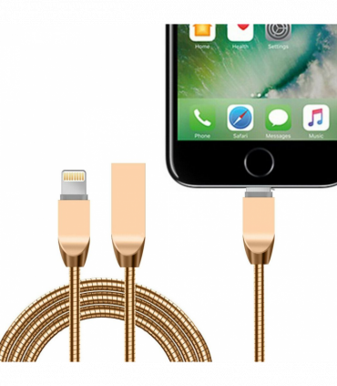 Spring Cable with Zinc Alloy Connectors - Gold