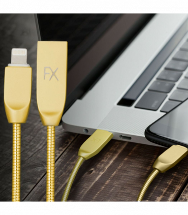 Spring Cable with Zinc Alloy Connectors - Gold