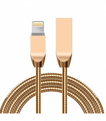 Spring Cable with Zinc Alloy Connectors - Gold