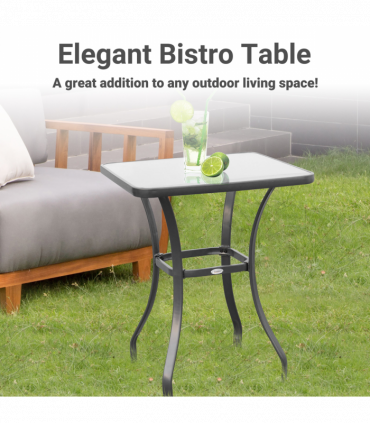 Square Glass Bistro Table Bar Dining Kitchen Breakfast Party Table 68.5x84 cm