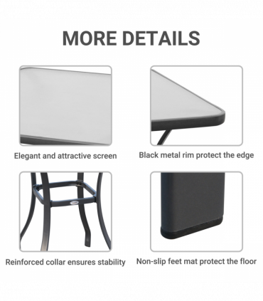 Square Glass Bistro Table Bar Dining Kitchen Breakfast Party Table 68.5x84 cm