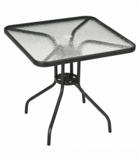 Square Patio Table, Tempered Glass Top Garden Dining Table 76 x 76cm Outsunny