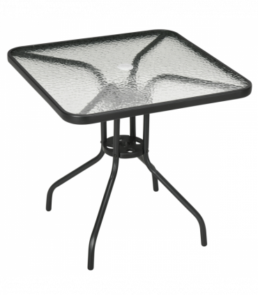 Square Patio Table, Tempered Glass Top Garden Dining Table 76 x 76cm Outsunny