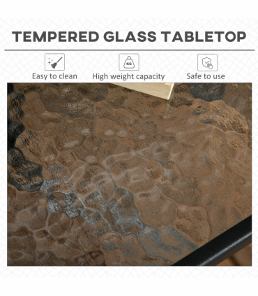 Square Patio Table, Tempered Glass Top Garden Dining Table 76 x 76cm Outsunny