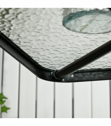 Square Patio Table, Tempered Glass Top Garden Dining Table 76 x 76cm Outsunny