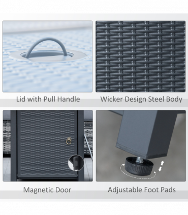 Square Propane Gas Fire Pit Table Rattan Smokeless Heater with Lava Rocks & Lid