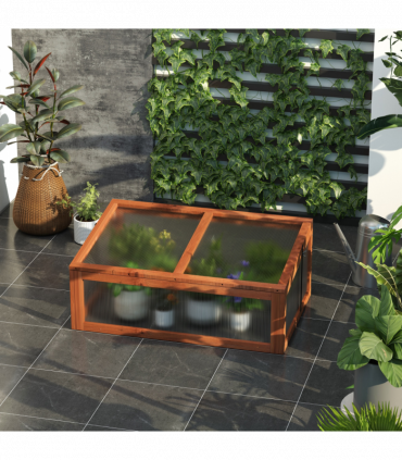 Square Wooden Outdoor Greenhouse for Plants PC Board 100 x 65 x 40cm