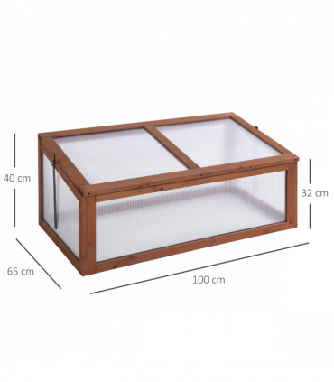 Square Wooden Outdoor Greenhouse for Plants PC Board 100 x 65 x 40cm