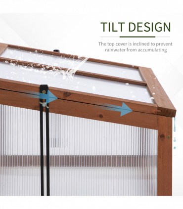 Square Wooden Outdoor Greenhouse for Plants PC Board 100 x 65 x 40cm