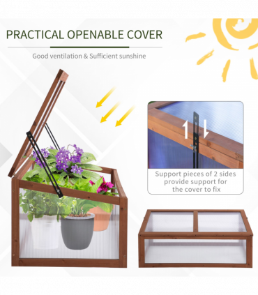 Square Wooden Outdoor Greenhouse for Plants PC Board 100 x 65 x 40cm