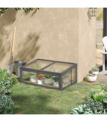 Square Wooden Outdoor Greenhouse for Plants PC Board 100 x 65 x 40cm