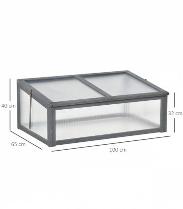 Square Wooden Outdoor Greenhouse for Plants PC Board 100 x 65 x 40cm