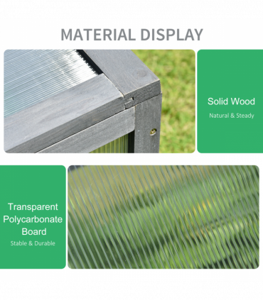 Square Wooden Outdoor Greenhouse for Plants PC Board 100 x 65 x 40cm