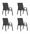 Stackable Garden Chairs 4 pcs Black Textilene Fabric