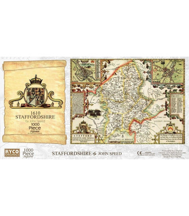 Staffordshire Historical Map 1000 Piece Jigsaw Puzzle (1610)