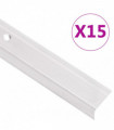 Stair Nosings in L-shape 15 pcs Aluminium 100 cm Silver