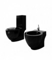 Stand Toilet & Bidet Set Black Ceramic