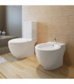 Stand Toilet & Bidet Set White Ceramic