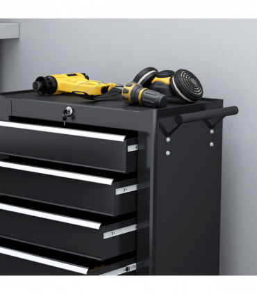 Steel 5-Drawer Tool Storage Cabinet Lockable w/ Wheels Handle 2 Keys Garage