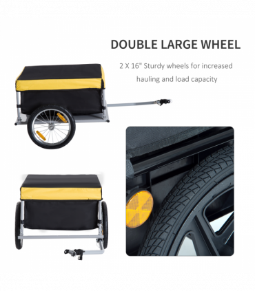 Steel Frame Bike Cargo Trailer Storage Cart Yellow