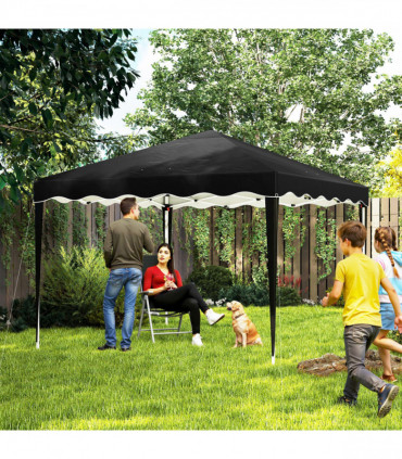 Steel Frame Gazebo with Reflective Lining for Outdoor Events - Black