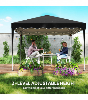 Steel Frame Gazebo with Reflective Lining for Outdoor Events - Black