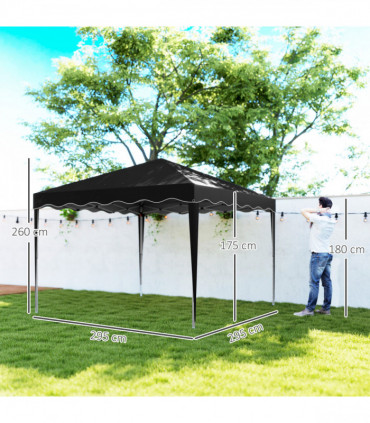 Steel Frame Gazebo with Reflective Lining for Outdoor Events - Black