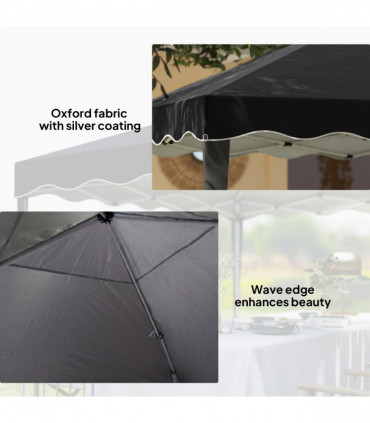 Steel Frame Gazebo with Reflective Lining for Outdoor Events - Black