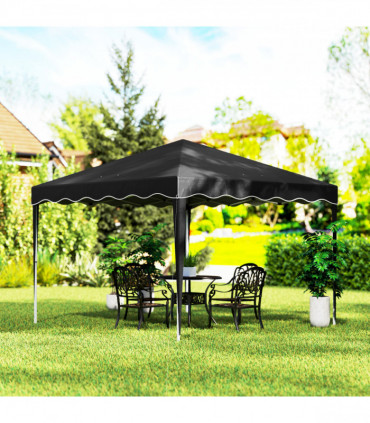 Steel Frame Gazebo with Reflective Lining for Outdoor Events - Black