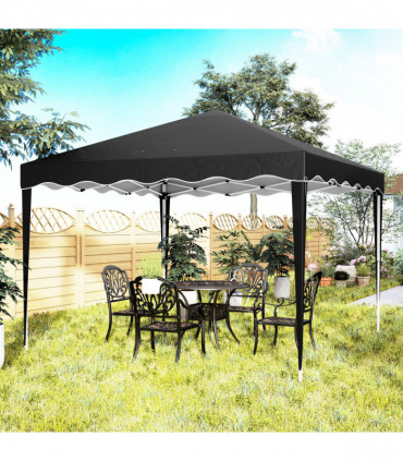 Steel Frame Gazebo with Reflective Lining for Outdoor Events - Black