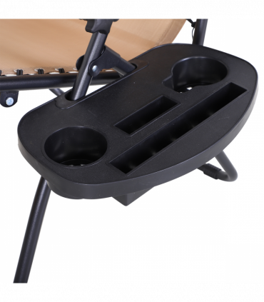 Steel Frame Zero Gravity Outdoor Garden Deck Chair with Canopy - Beige