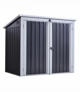 Steel Garden Storage Shed Double Door & Lid Dustbin Rubbish Cover 2 Trash Can