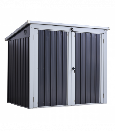Steel Garden Storage Shed Double Door & Lid Dustbin Rubbish Cover 2 Trash Can