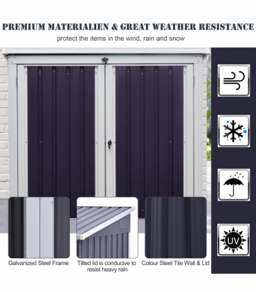 Steel Garden Storage Shed Double Door & Lid Dustbin Rubbish Cover 2 Trash Can