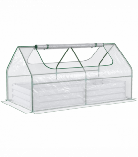 Steel Raised Garden Bed Planter Box Kit with Greenhouse, for Dual Use, Clear