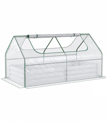 Steel Raised Garden Bed Planter Box Kit with Greenhouse, for Dual Use, Clear
