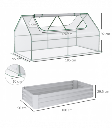 Steel Raised Garden Bed Planter Box Kit with Greenhouse, for Dual Use, Clear