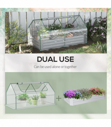 Steel Raised Garden Bed Planter Box Kit with Greenhouse, for Dual Use, Clear