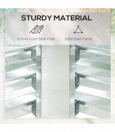 Steel Raised Garden Bed Planter Box Kit with Greenhouse, for Dual Use, Clear