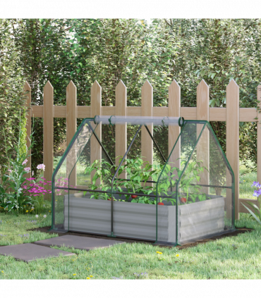 Steel Raised Garden Planter Box Kit with Greenhouse, for Dual Use, Clear
