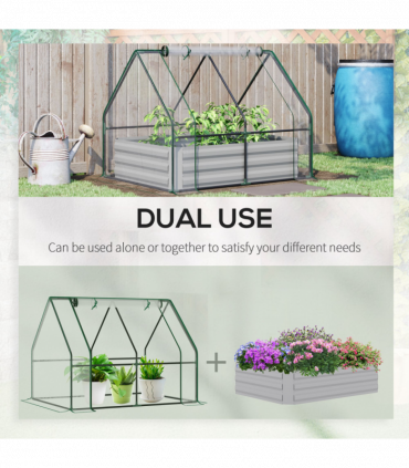 Steel Raised Garden Planter Box Kit with Greenhouse, for Dual Use, Clear