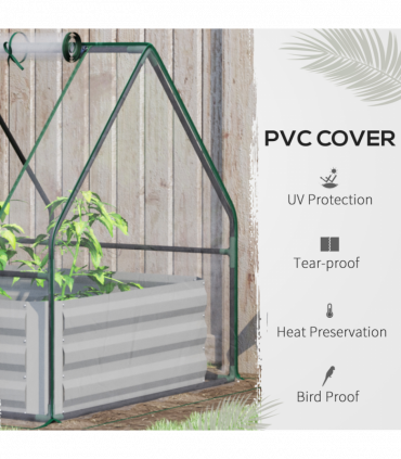 Steel Raised Garden Planter Box Kit with Greenhouse, for Dual Use, Clear