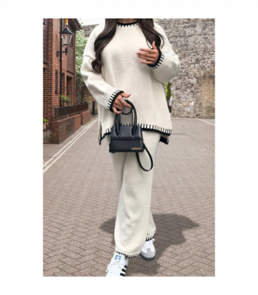 Stitched Stylish 2-Piece Knitted Lounge Co-Ord Set - Ultimate Comfort