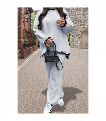 Stitched Stylish 2-Piece Knitted Lounge Co-Ord Set - Ultimate Comfort