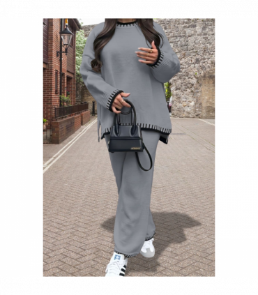 Stitched Stylish 2-Piece Knitted Lounge Co-Ord Set - Ultimate Comfort