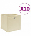 vidaXL Storage Boxes 10 pcs Non-woven Fabric 28x28x28 cm Cream
