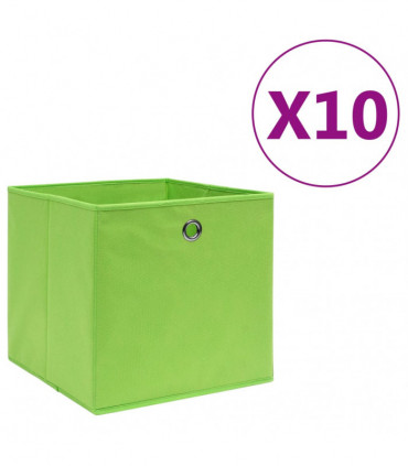 vidaXL Storage Boxes 10 pcs Non-woven Fabric 28x28x28 cm Green