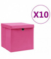 Storage Boxes with Covers 10 pcs 28x28x28 cm Pink